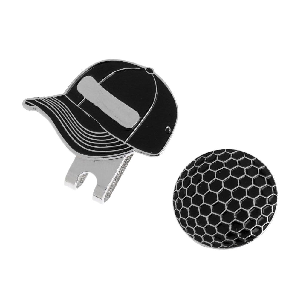 2 Sets of Fashion Cap Stainless Steel Golf Hat Clip Magnetic with Ball Marker