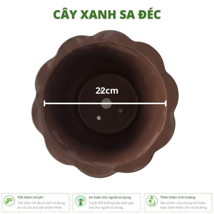 Chậu tròn vành miệng hoa CK23 màu đen nhám, kích thước 12,5 x 22 cm trồng cây cảnh