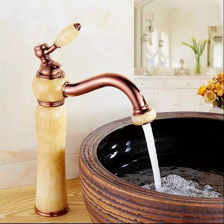 Vòi lavabo nóng lạnh thân đá Cẩm Thạch