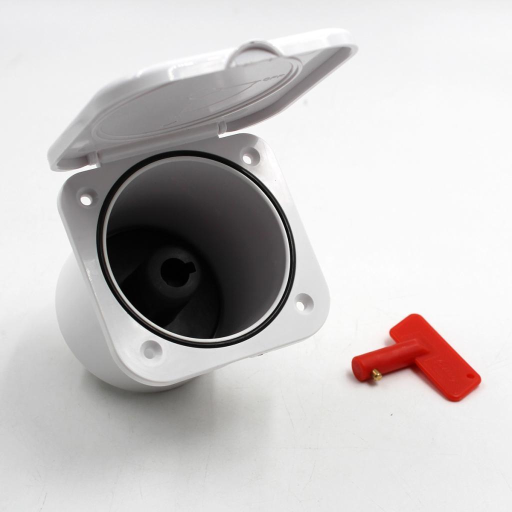White Marine Battery Cut Off Isolator Switch Disconnect Key