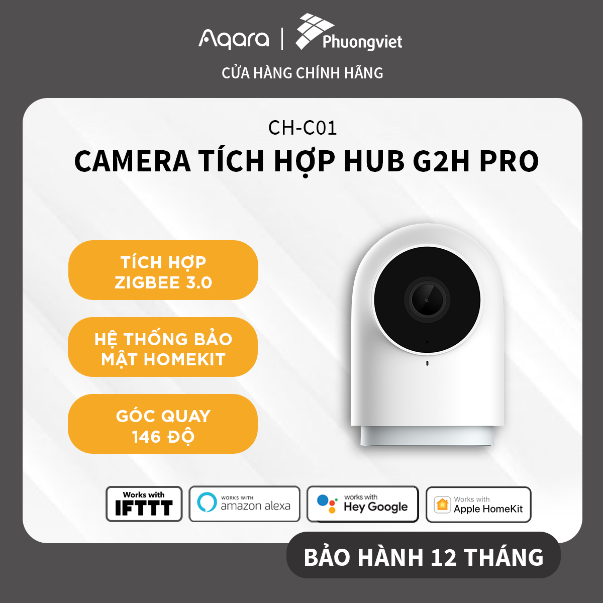 Camera wifi tích hợp Hub Zigbee Aqara G2H Pro - độ phân giải Full HD 1080p, tương thích Apple HomeKit, đàm thoại 2 chiều - Hàng Chính Hãng