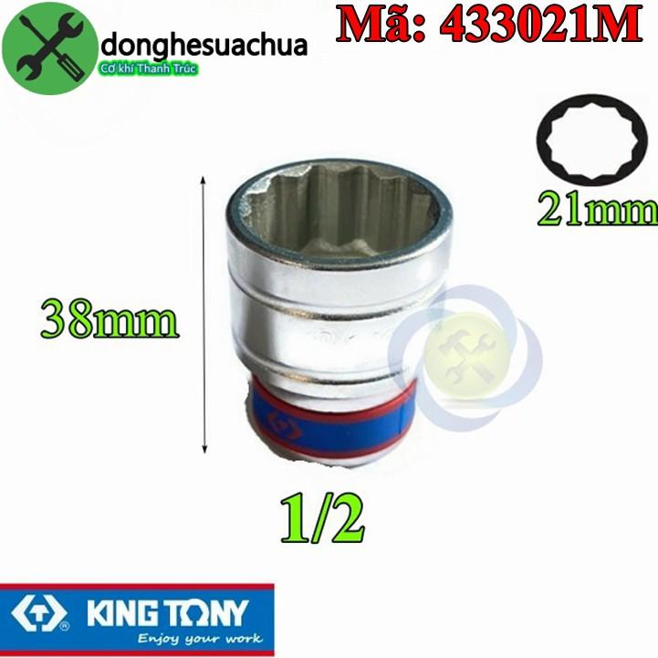 Tuýp 21mm 1/2 Kingtony 433021M 12 cạnh màu trắng dài 38mm