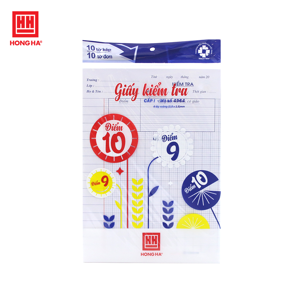 Giấy kiểm tra 4 ô ly cấp 1 Hồng Hà - 4964