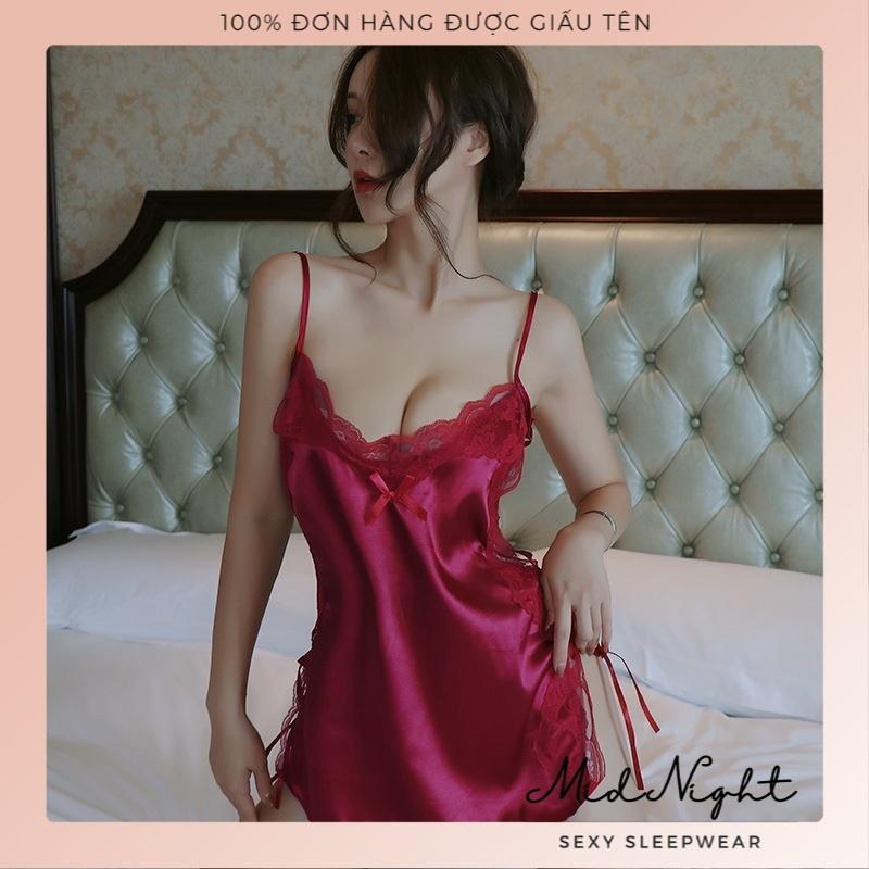 Váy Ngủ Sexy Hở Sườn Quyến Rũ Khiêu Gợi Sang Trọng Mid Night Sexy - Đồ Lót Gợi Cảm Dây Buộc Ren Cám Dỗ Đầy Kích Thích - Màu Đen