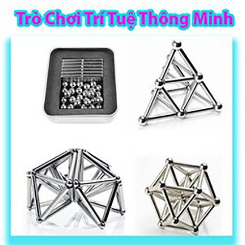 Đồ Chơi Xếp Hình, Bộ Xếp Hình Cho Bé, Bộ Đồ Chơi Xếp Hình  36 Thanh 27 Bi, Bucky Bars Bi Và Thanh Nam Châm