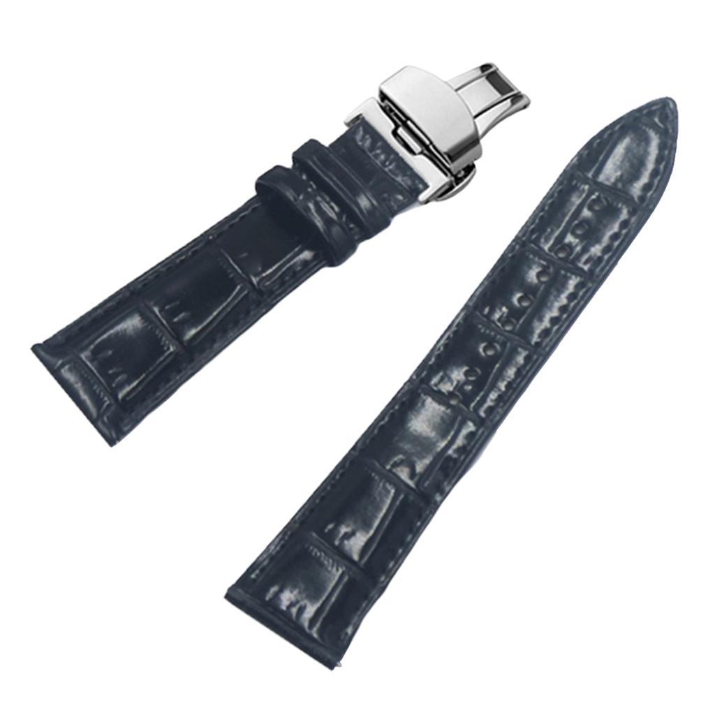 Watch Band Deployment Buckle Leather Padded Replacement Strap
