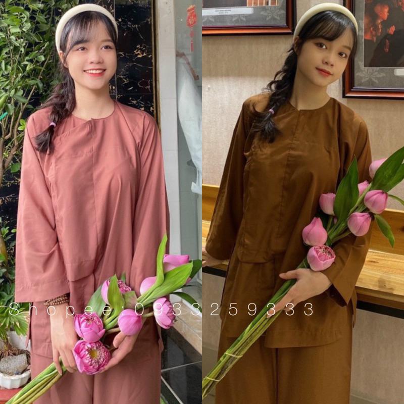 Đồ Lam Đi Chùa # Vạt Hò # Đồ Bộ - Ca Cao Nút Bấm,Size 1- 47kí Trở Lại