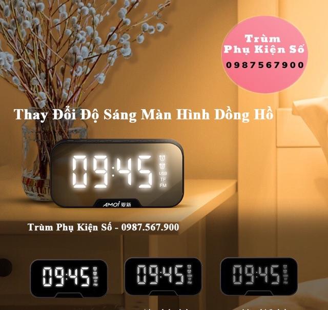 Đồng Hồ  Loa Có Màn Hình Led Tráng Gương Hot(Đồng hồ báo thức, Đài FM)