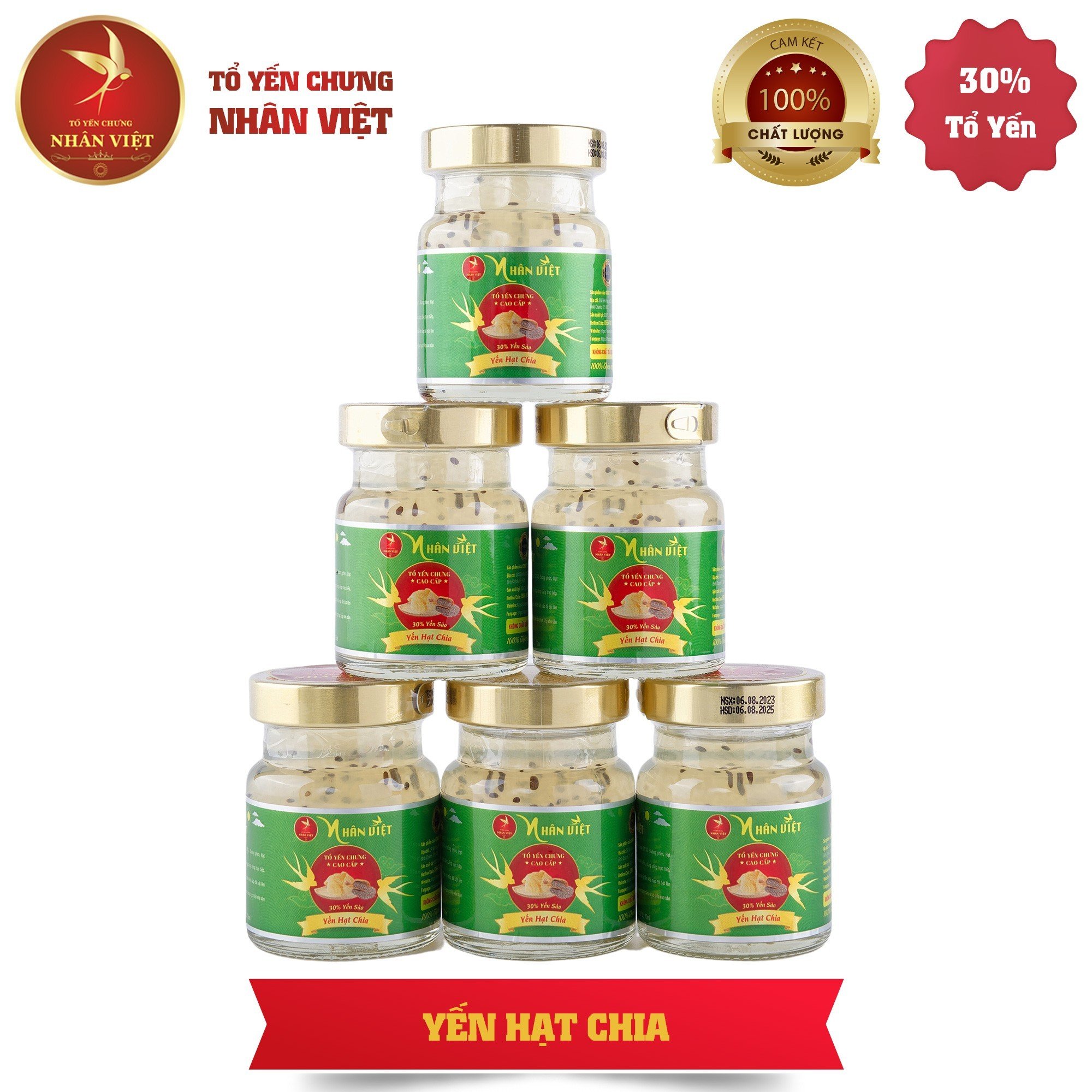 Yến Sào Chưng Hạt Chia Nhân Việt 30% Yến Nguyên Chất Hũ 70ml