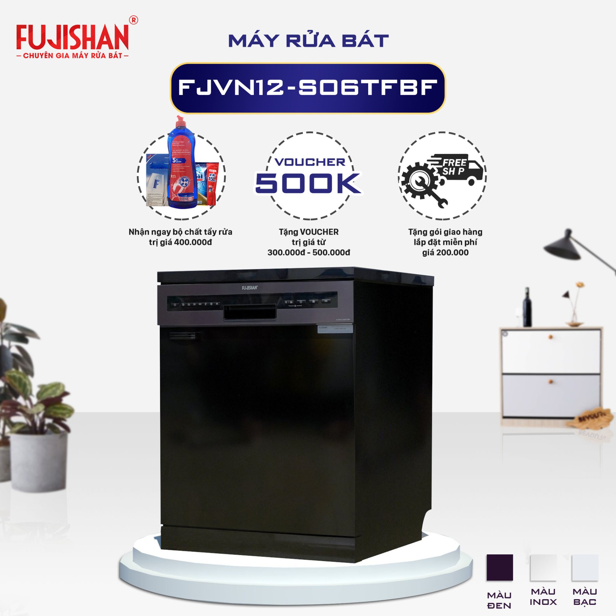 Máy rửa bát Fujishan 12 bộ FJVN12-S06TFBF - Hàng chính hãng