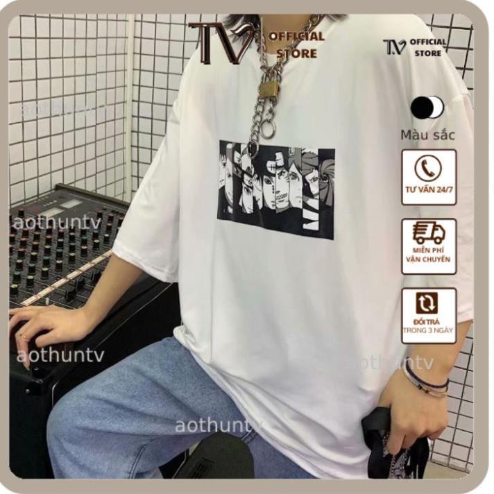 Áo thun nữ TVSTORE Áo phông tay lỡ form rộng NARUTO cotton mát màu trắng đen
