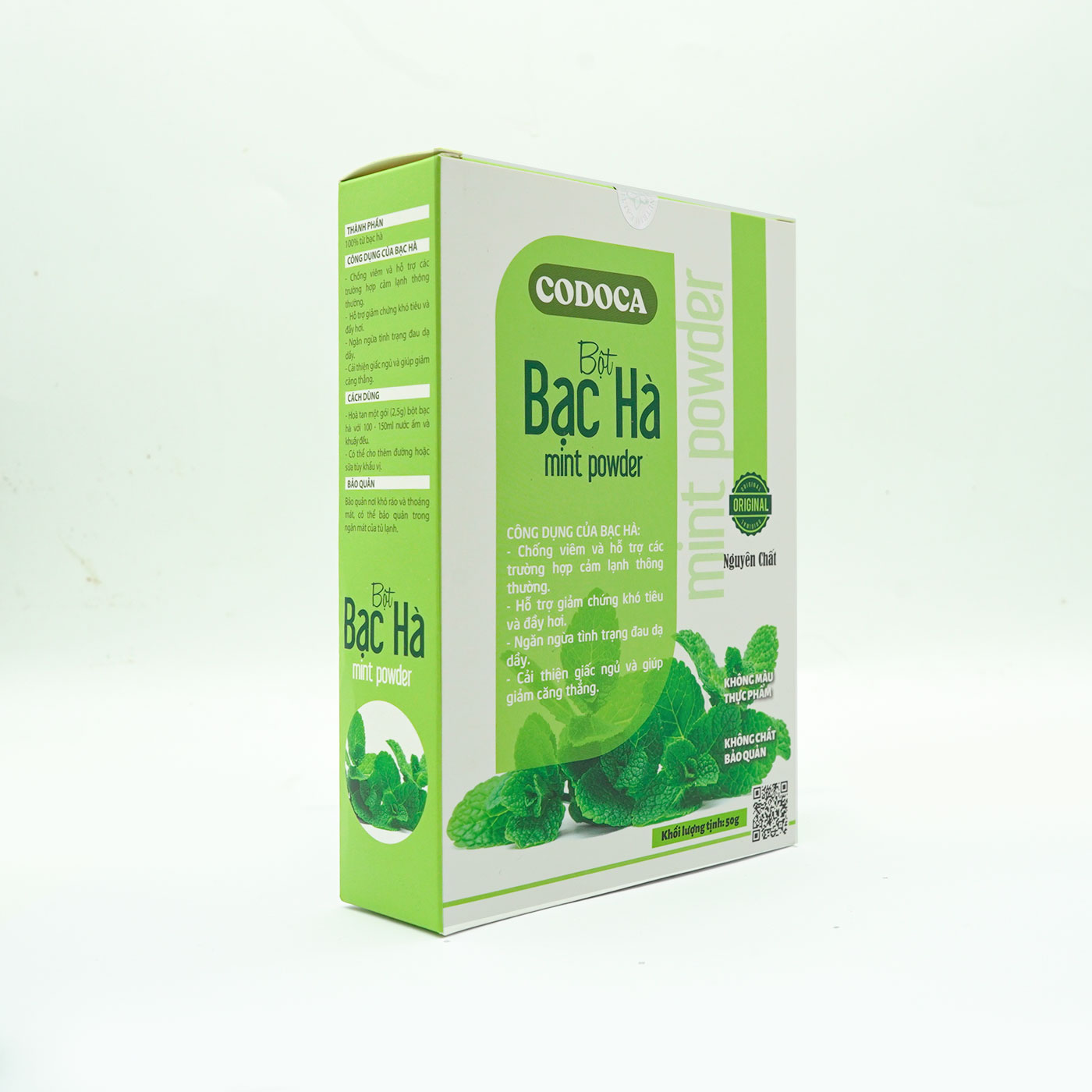 Bột Bạc Hà Codoca nguyên chất Sấy Lạnh (50g) Tốt cho dạ dày Giảm chứng đầy hơi, khó tiêu