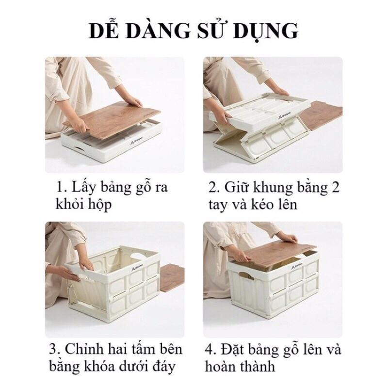 Thùng đựng đồ dã ngoại mặt vân gỗ,gấp gọn BSW-YZ037- 30L - 55L và 55L mở 4 cánh chắc chắn