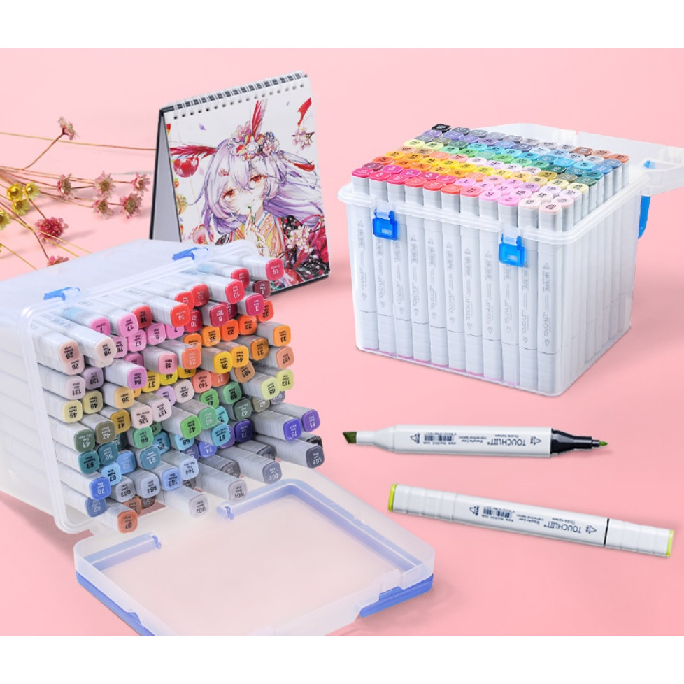 Bút marker Touch 7, màu dạ 2 đầu thế hệ mới hộp nhựa chuyên nghiệp vẽ anime manga