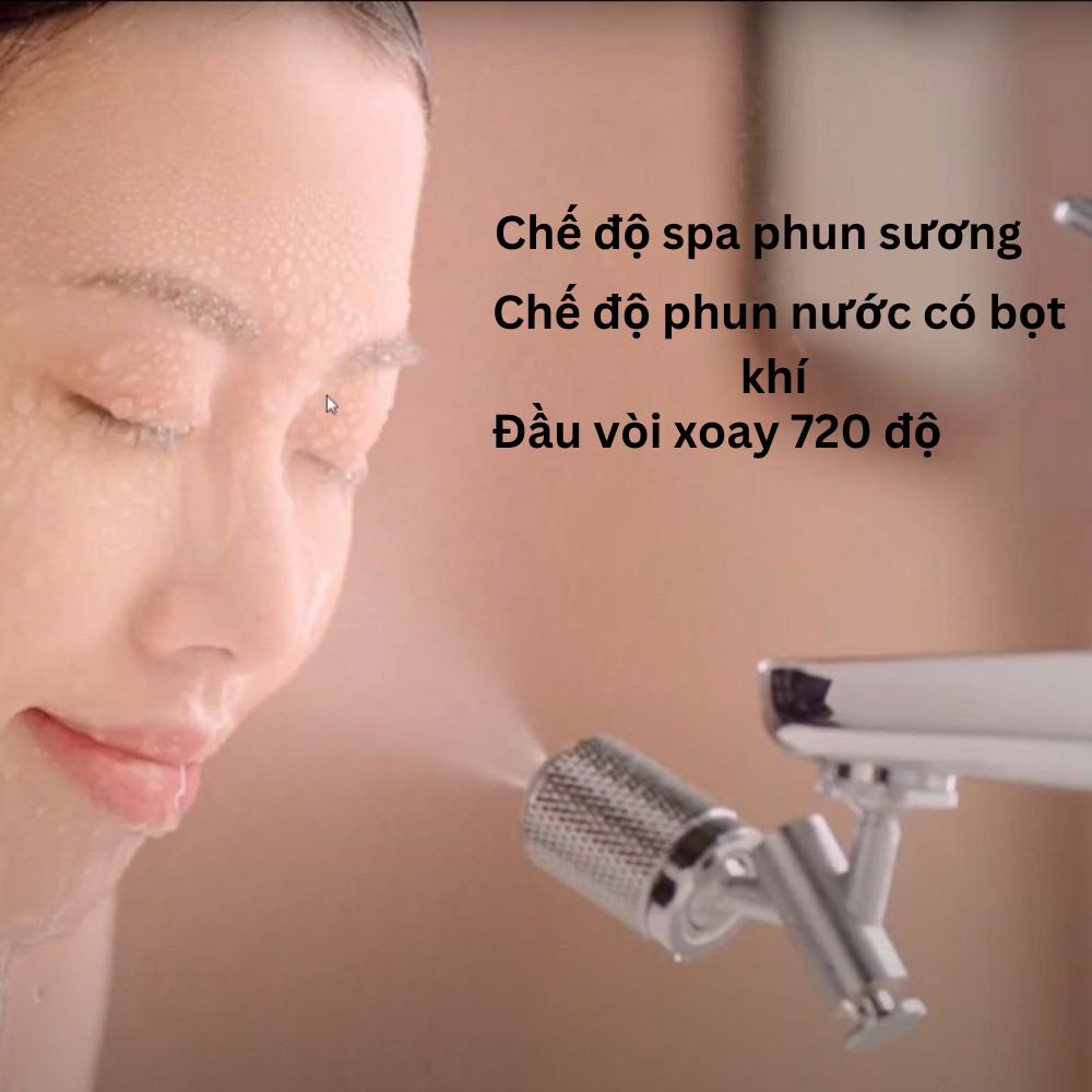 Đầu nối vòi nước xoay 720 độ cho lavabo hỗ trợ phun sương SPA mát xa mặt