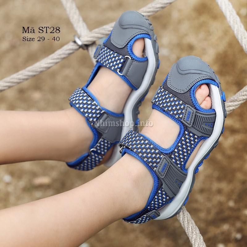 SANDAL RỌ BÍT MŨI CHO BÉ TRAI 5 - 15 TUỔI CHẤT DÙ CAO CẤP QUAI DÁN TIỆN DỤNG PHÙ HỢP ĐI HỌC ĐI CHƠI ST28