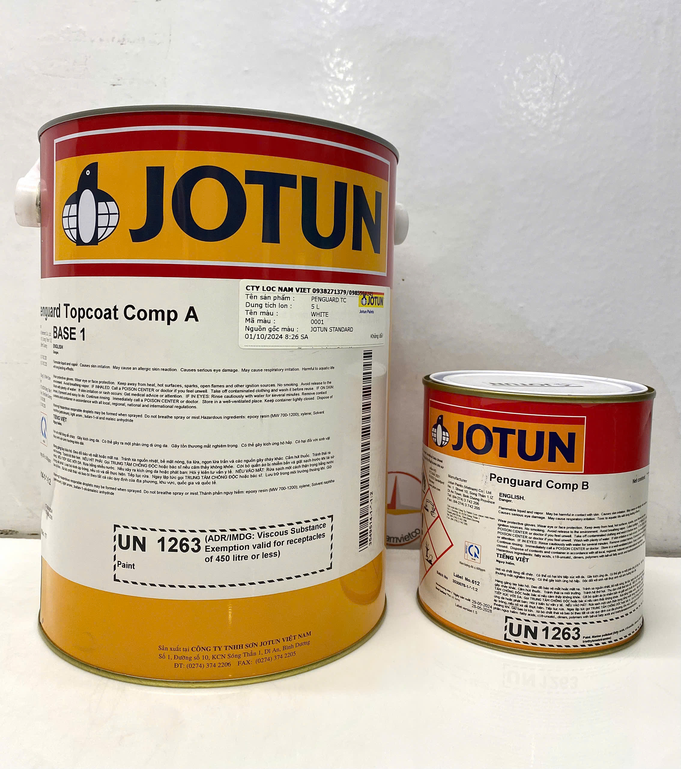 Sơn Epoxy Jotun Penguard Topcoat base 1 màu trắng - White 001 _5L/bộ