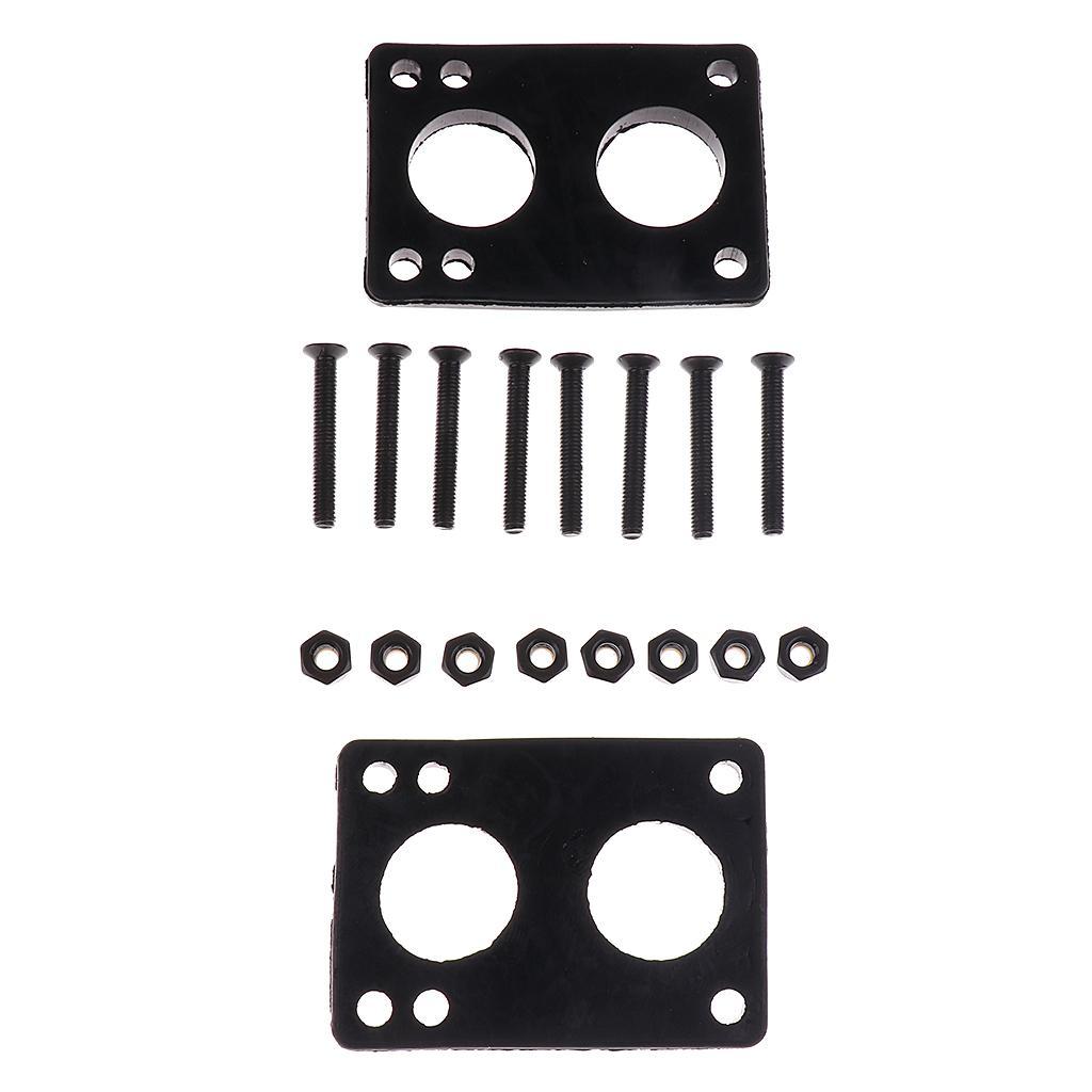 2x Skateboard Hardware Rubber Riser Pad Skateboard Hardware Screw Set Black