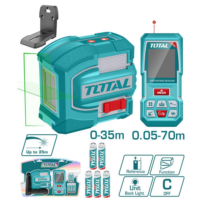 BỘ COMBO MÁY ĐO KHOẢNG CÁCH TMT57026 &amp; MÁY ĐO MỨC CÂN BẰNG TIA LASER XANH TLL156601 5V TOTAL TOSLL0401 - HÀNG CHÍNH HÃNG