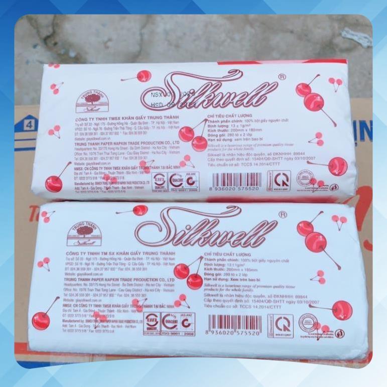 Khăn giấy rút silkwell 280 tờ Cherry đỏ TIỆN DỤNG HÀNG MỚI