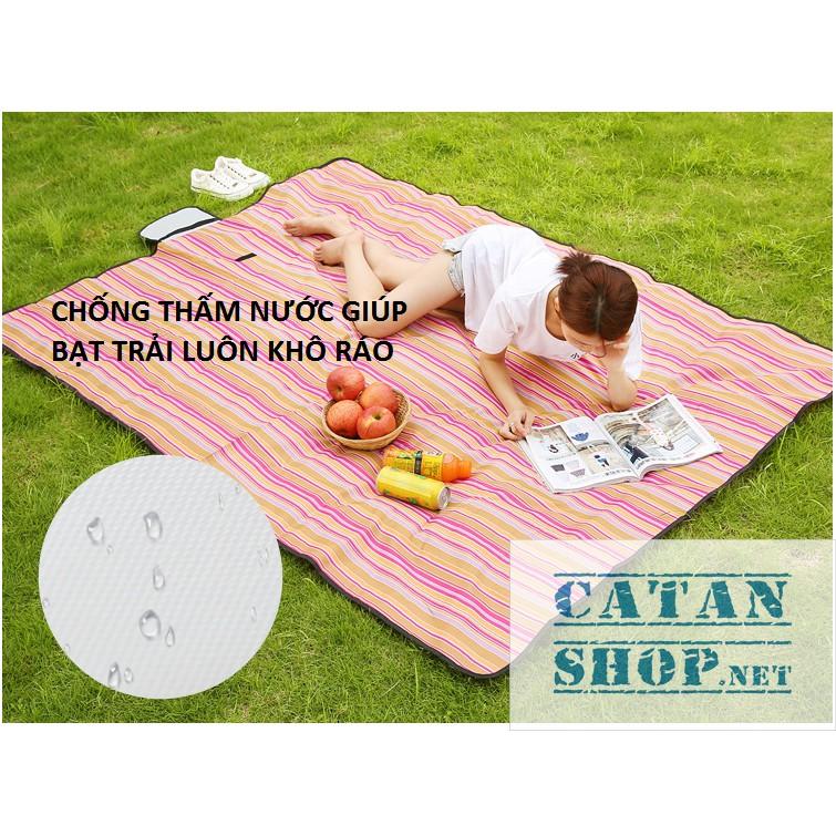 Bạt trải cắm trại 1M5 * 2M xếp gọn, thảm trải đi phượt, picnic 3 lớp chống thấm tuyệt đối có quai xách cao cấp