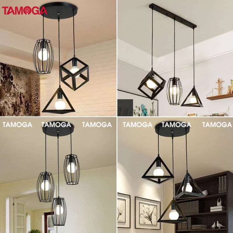 Đèn thả trần trang trí TAMOGA JIBIS bộ 3 lập phương tam giác hình trụ 0072/3