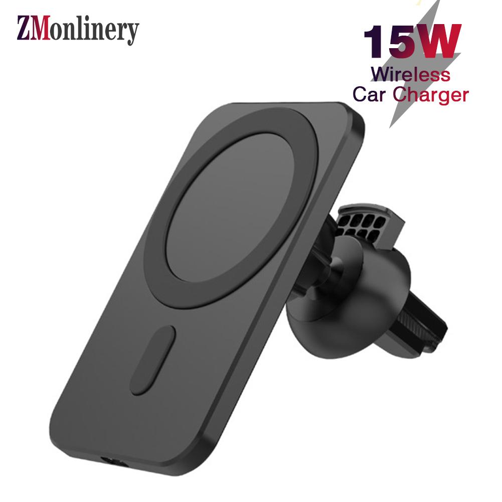 Zmonlinery 15W Bộ sạc xe không dây từ tính cho iPhone 12 13 Pro Max Sạc điện thoại Sạc từ tính cho iPhone 12 13 Mini