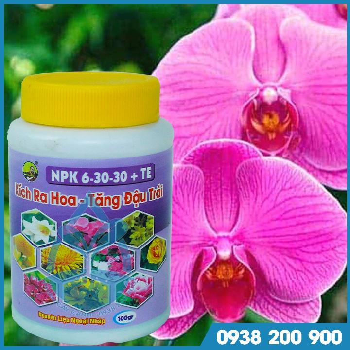 Phân bón kích ra hoa NPK 6-30-30 +TE - kích ra hoa, tăng đậu trái trên cây kiểng, cây ăn trái - bomax chai 100 gram