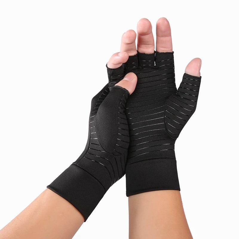 1 Pair Compression Arthritis Gloves For Women Men Joint Pain Relief Half Finger Brace Therapy Wrist Support Anti-slip
