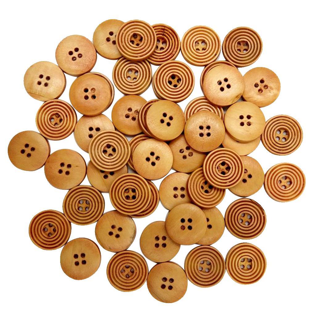 100 Pieces Natural Wood Buttons 20mm Sewing, Embellishments and Other Crafts