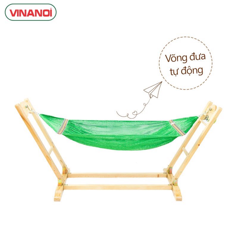 Nôi Em Bé Tự Động VINANOI-VNN301 Gỗ Thông Cao Cấp Vừa Làm Nôi Vừa Làm Võng Màu Tự Nhiên