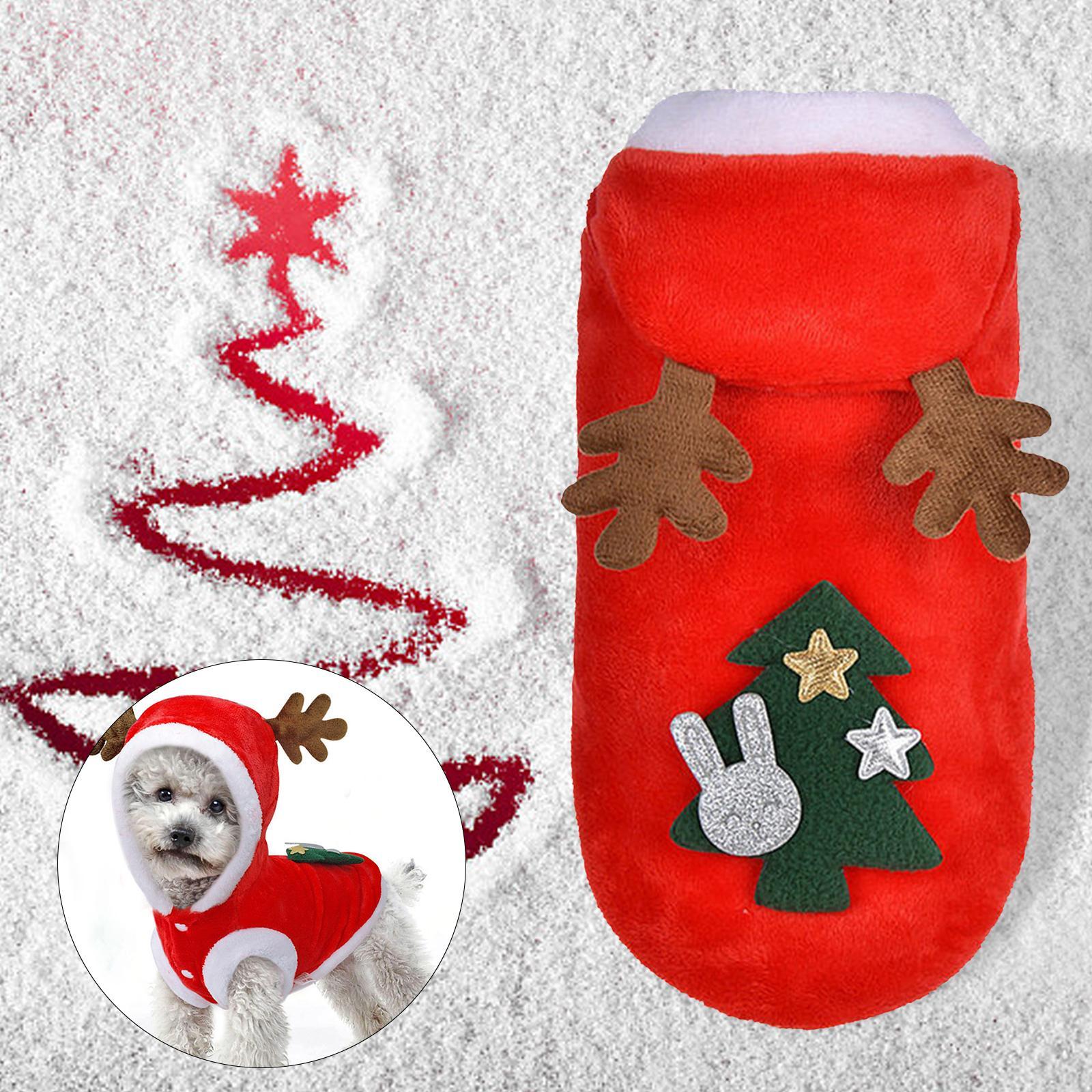 Pet Christmas Clothes Winter Warm Flannel Hoodie Apparel for Pug Party