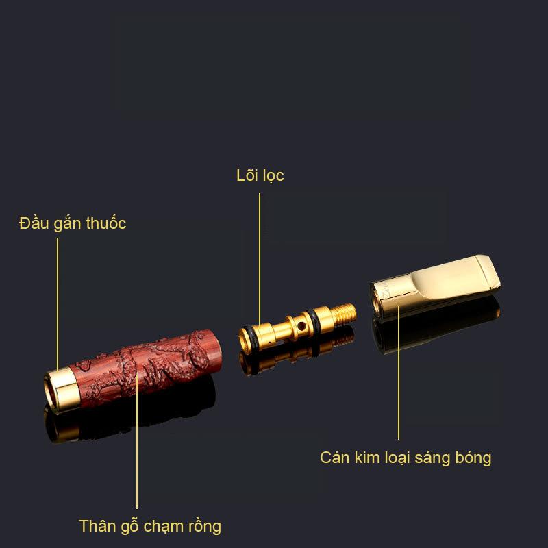 Đầu lọc thuốc gỗ đàn hương chạm rồng ZOBO ZB-357