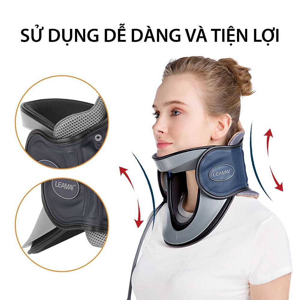 Đai hơi kéo giãn cột sống cổ Leamai C03, hỗ trợ đau cổ vai gáy và thoát vị đệm cổ. Tặng vòng đeo tay thông minh theo dõi sức khỏe (Giao màu ngẫu nhiên)