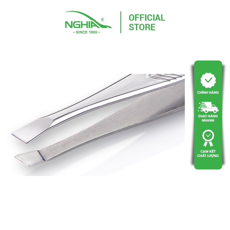 Nhíp Inox Đầu Xéo Nhổ Lông Mày Vỉ Giấy KỀM NGHĨA N.407