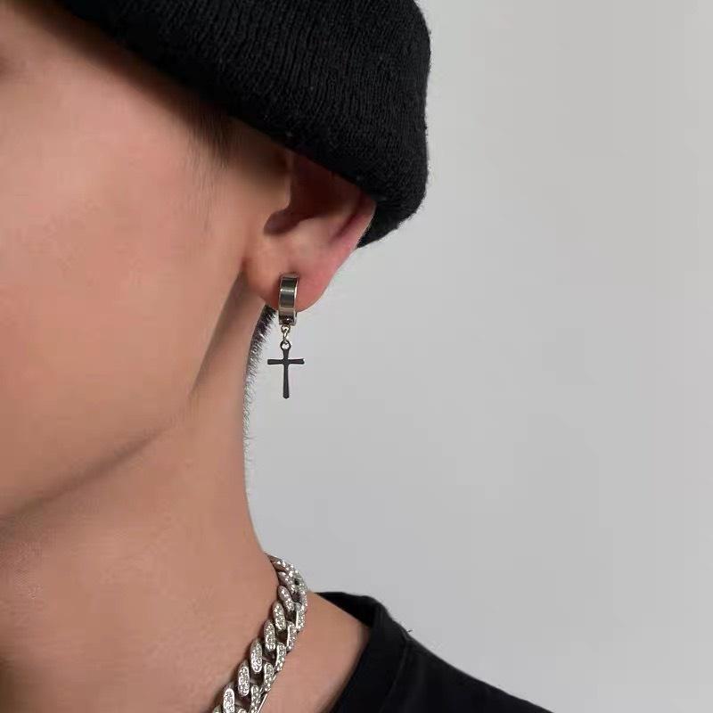 Khuyên Tai Nam Không Cần Bấm Lỗ, Khuyên Tai Kẹp Nhiều Lựa Chọn chữ thập, ngôi sao Cam Accessories