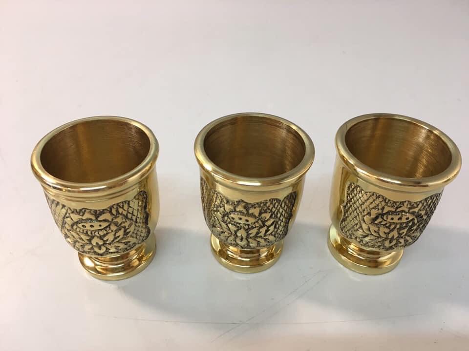 ĐỒ THỜ CÚNG BẰNG ĐỒNG, BỘ KHAY CHÉN 5 ĐỒNG VÀNG KH18105