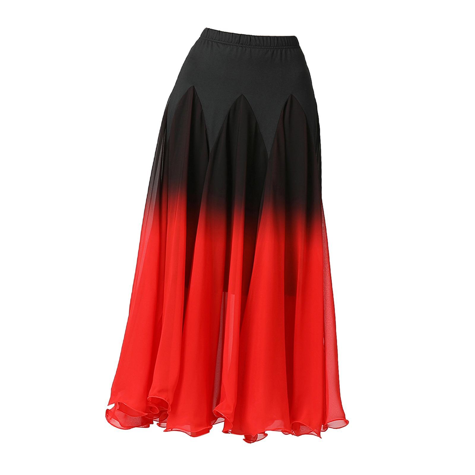 Women Ballroom Dance Skirt Dancing Costume Stage Performance Clothing Swing Spanish Skirts Belly for Tango Party Ladies Girl Latin Waltz