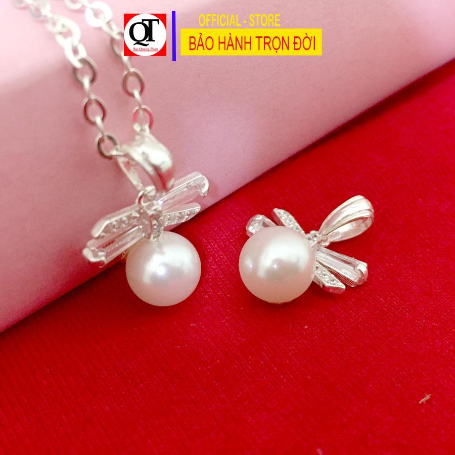 Dây chuyền nữ bạc 925 mặt dây gắn ngọc size 6ly cao cấp phong cách thời trang trang sức Bạc Quang Thản - QTBTS16