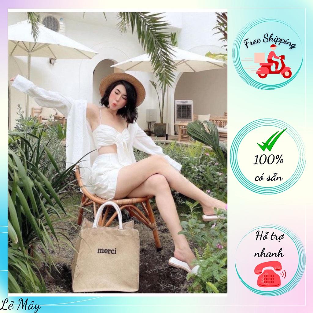 Set 3 món đi biển màu trắng