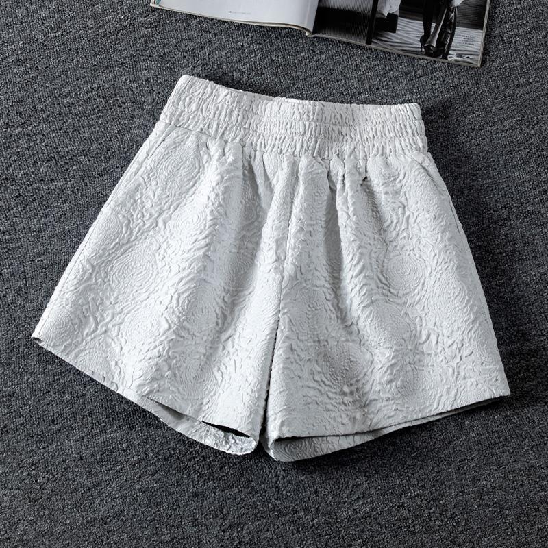 Quần Short Đùi Nữ Dập Nổi 3D Xốp Phồng CHIPY Cao Cấp Short Ống Rộng Sọt Lưng Thun Cạp Cao Sooc Ngắn Unisex Trắng Đen Xám