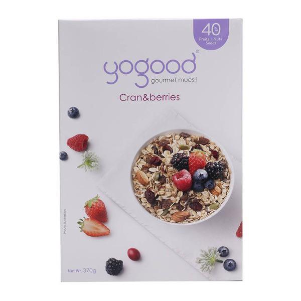 Ngũ Cốc Nguyên Hạt Phúc Bồn Tử &amp; Quả Mọng Yogood - Muesli Cran&amp;Berries Hộp 370g