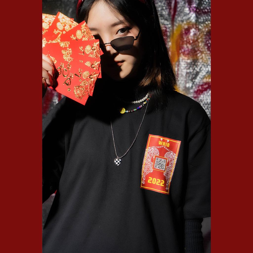 Áo thun wrib lì xì tết 100% cotton kèm mã QR