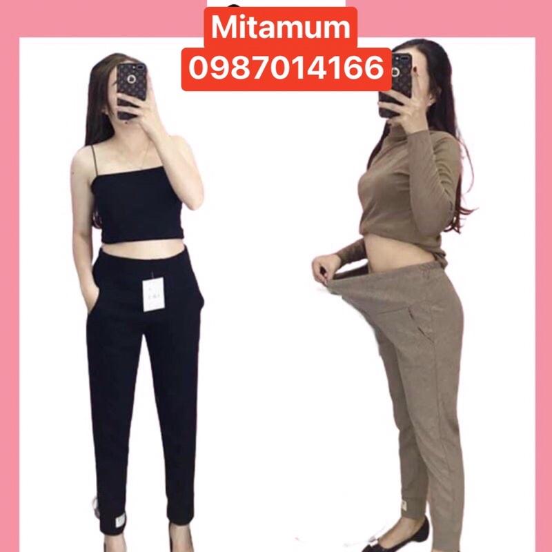 Quần dài bà bầu mùa đông chất dạ tăm joger dáng thể thao bo gấu công sở hàng thiết kế trẻ trung đẹp giá rẻ Qdatam05