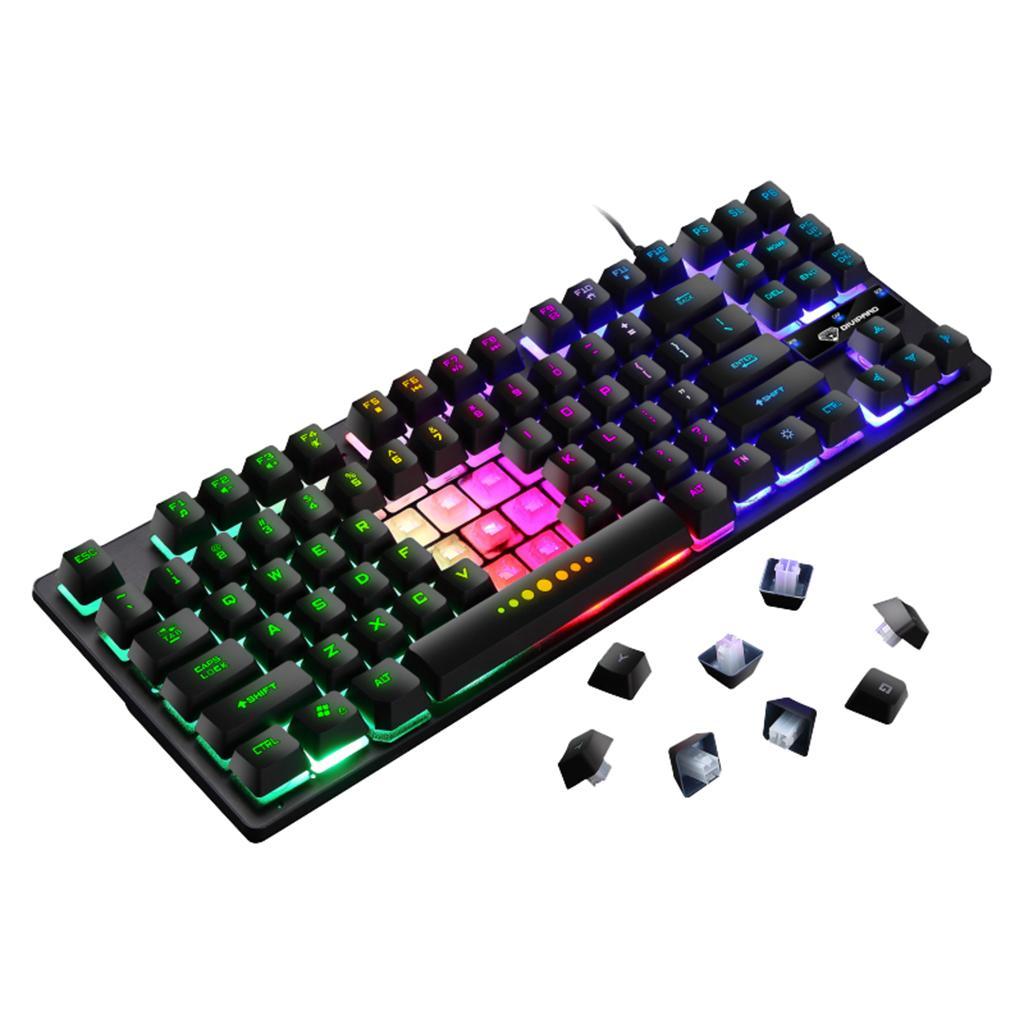 2x USB Wired 87 Keys Mechanical Gaming Keyboard RGB Backlit for PC Gamers