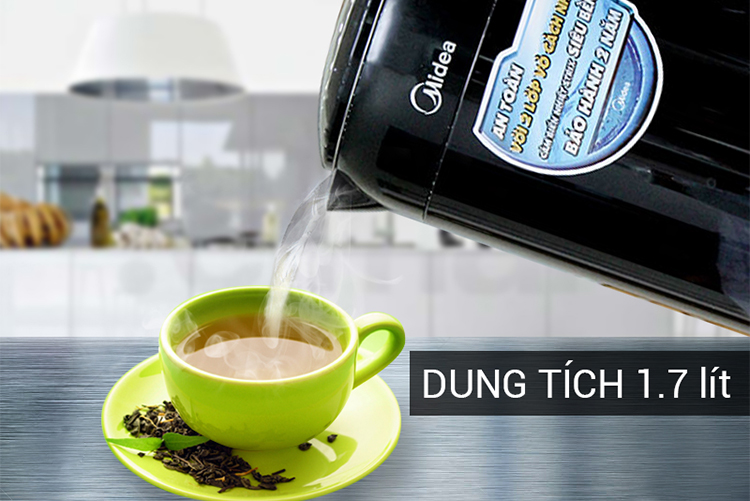 Bình Đun Siêu Tốc Midea MK-317DB (1.7L) - Đen - Hàng Chính Hãng