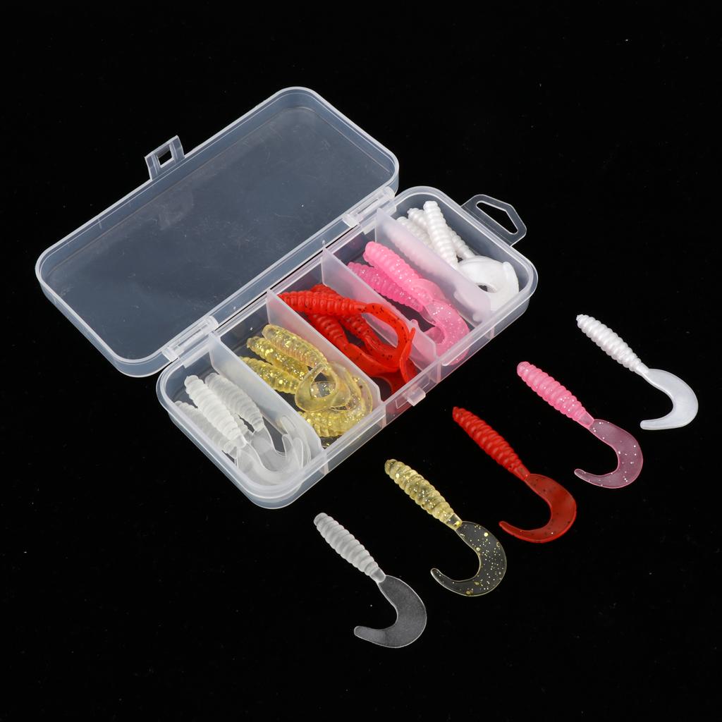 25pcs  Soft Worm Fishing Lures Set Artificial Bait Shad Swimbait