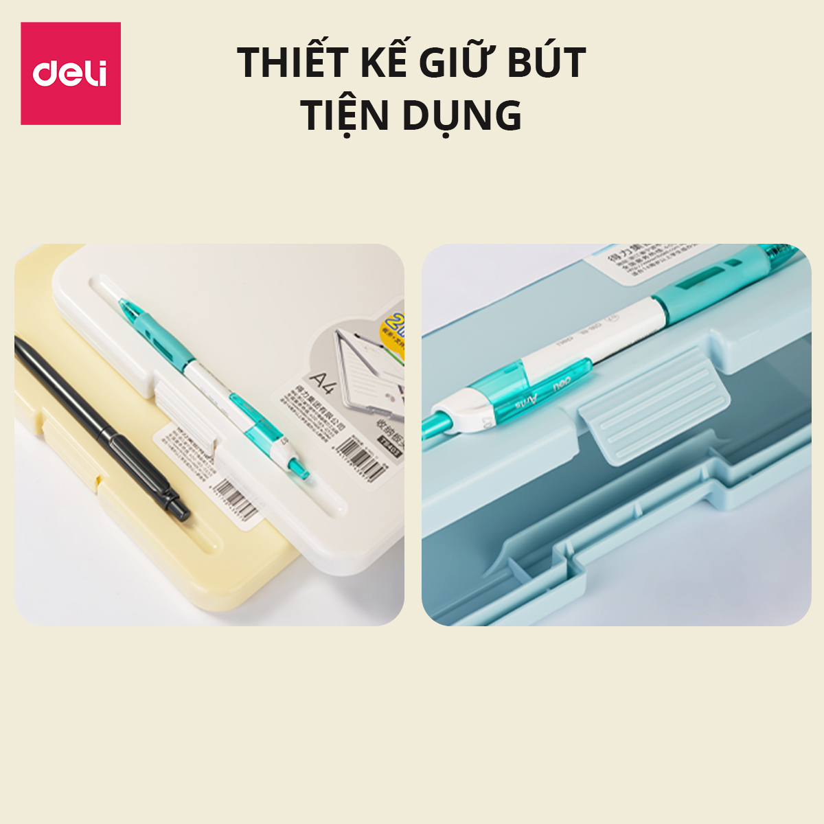 Bìa trình ký nhựa A4 Deli, Bìa kẹp nhựa giấy, tài liệu, kẹp hồ sơ A4 một mặt, màu pastel học sinh văn phòng mở được