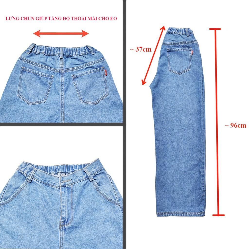 Quần Jeans Nữ Ống Rộng Lưng Cao Túi Xéo Dáng Suông
