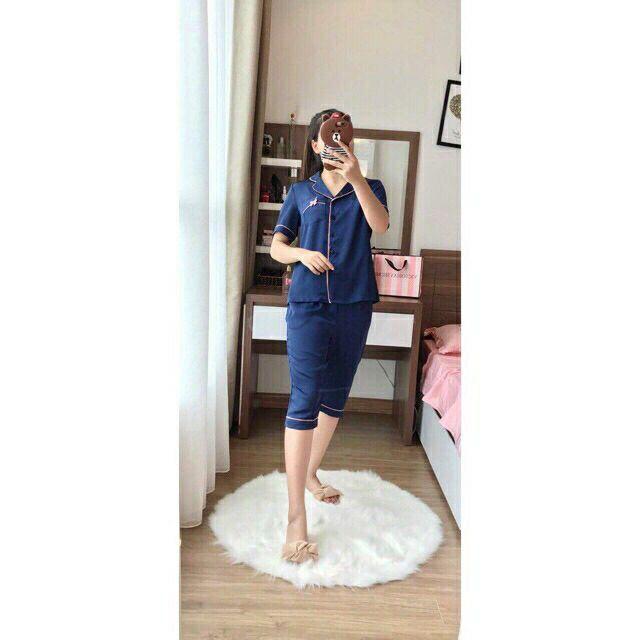 Đồ Bộ Mặc Nhà Pijama Phi Lụa "Quần Lửng - Áo Cộc Cao Cấp